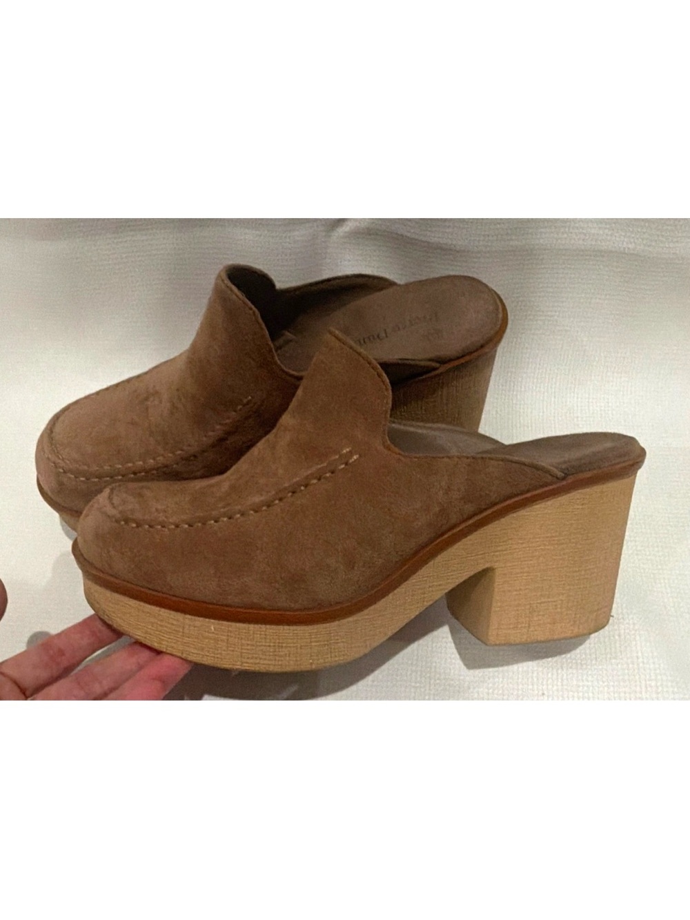 Pierre Dumas Brown Faux Suede 3’ Platform Mules - Women's Slip-On Clogs Size 8